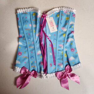 Littleforbig Women's Rainbow Bears Lace Up Overbust Corset Bustier Size XS Anime